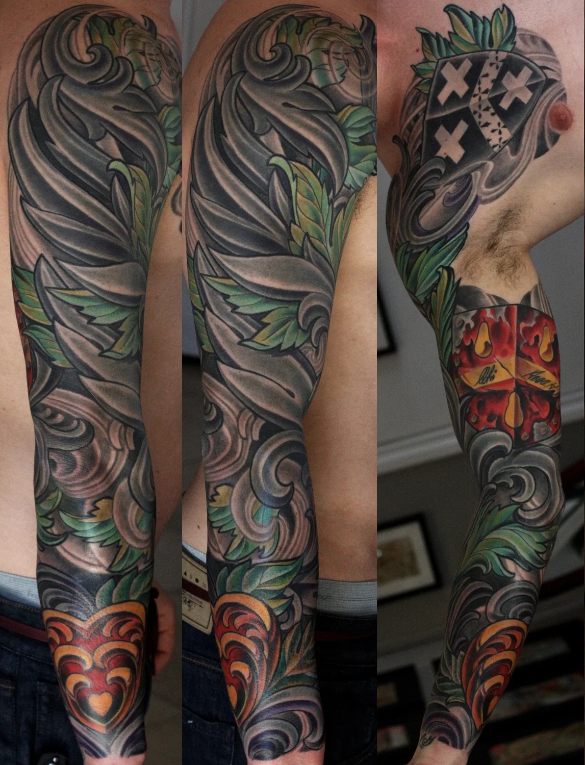 Illustrative biomech and koi color sleeve by Terry Ribera, San Diego