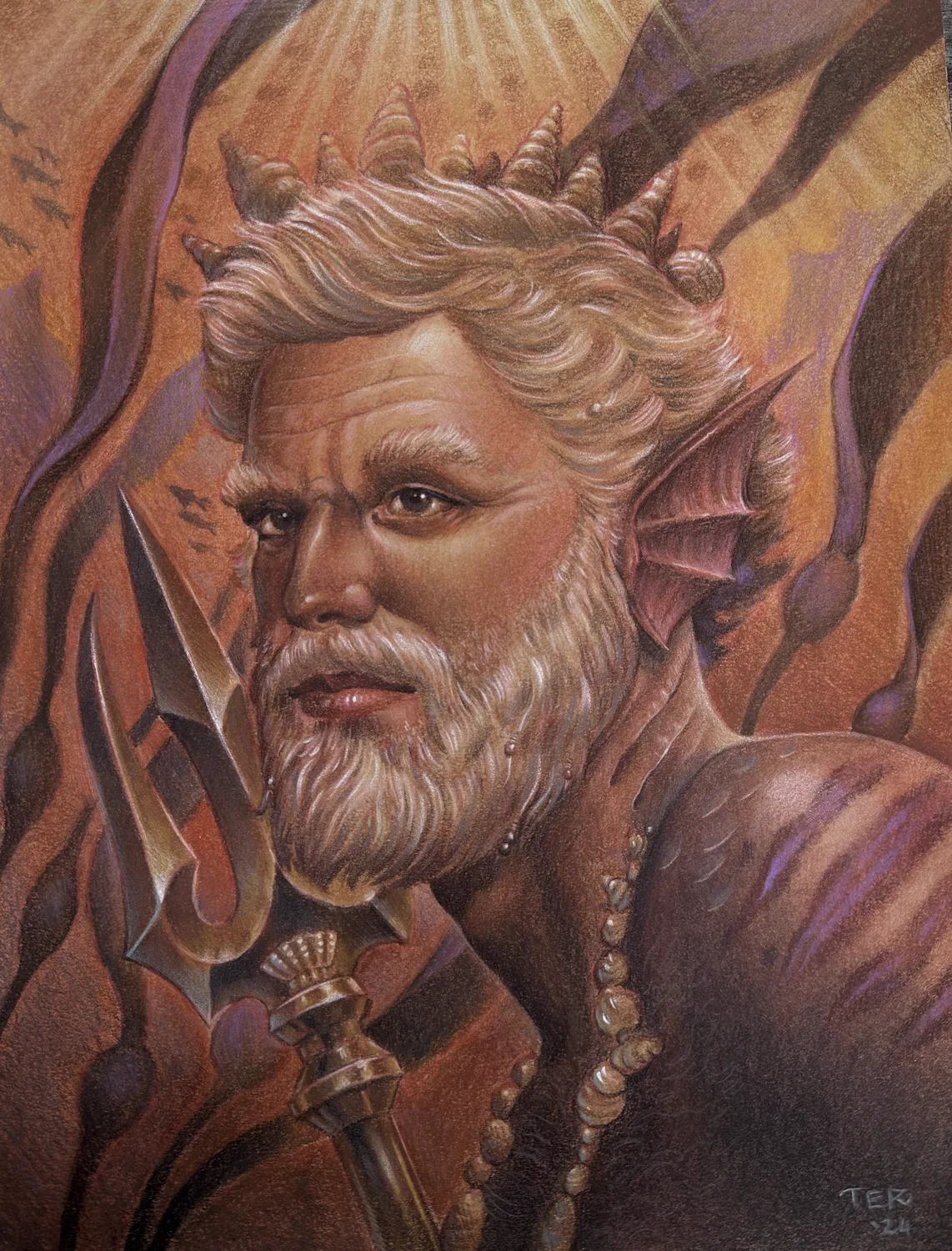 Illustrative horned god painting by Terry Ribera, San Diego