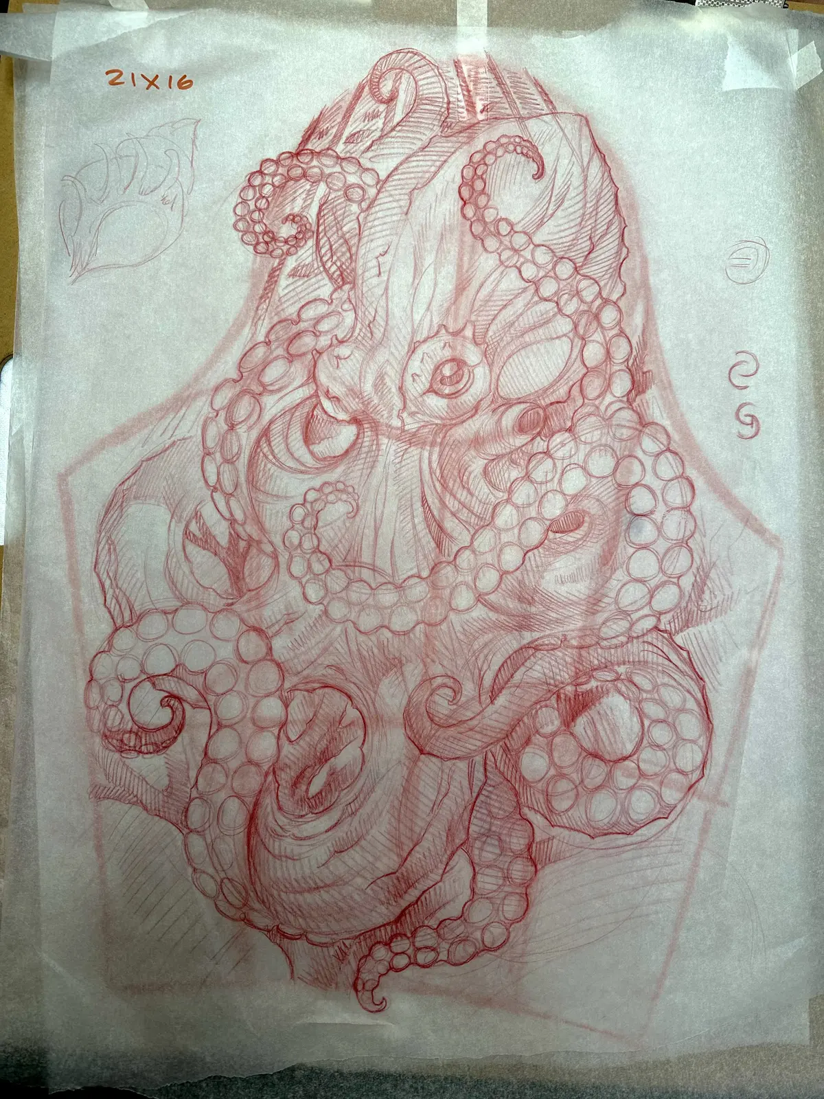 Custom tattoo design sketch developed during a drawing consultation with Terry Ribera at Remington Tattoo, San Diego