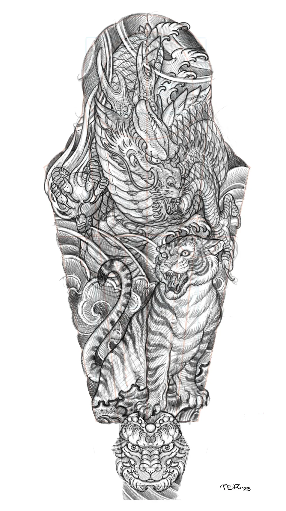Custom tattoo design sketch 06 from a drawing consultation with Terry Ribera at Remington Tattoo, San Diego