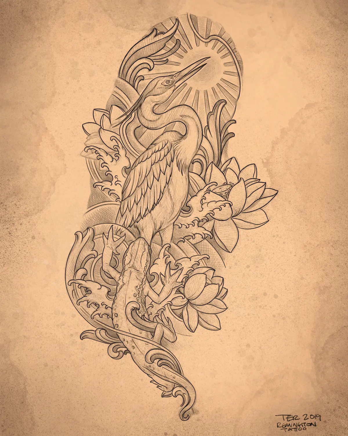 Custom tattoo design sketch 08 from a drawing consultation with Terry Ribera at Remington Tattoo, San Diego