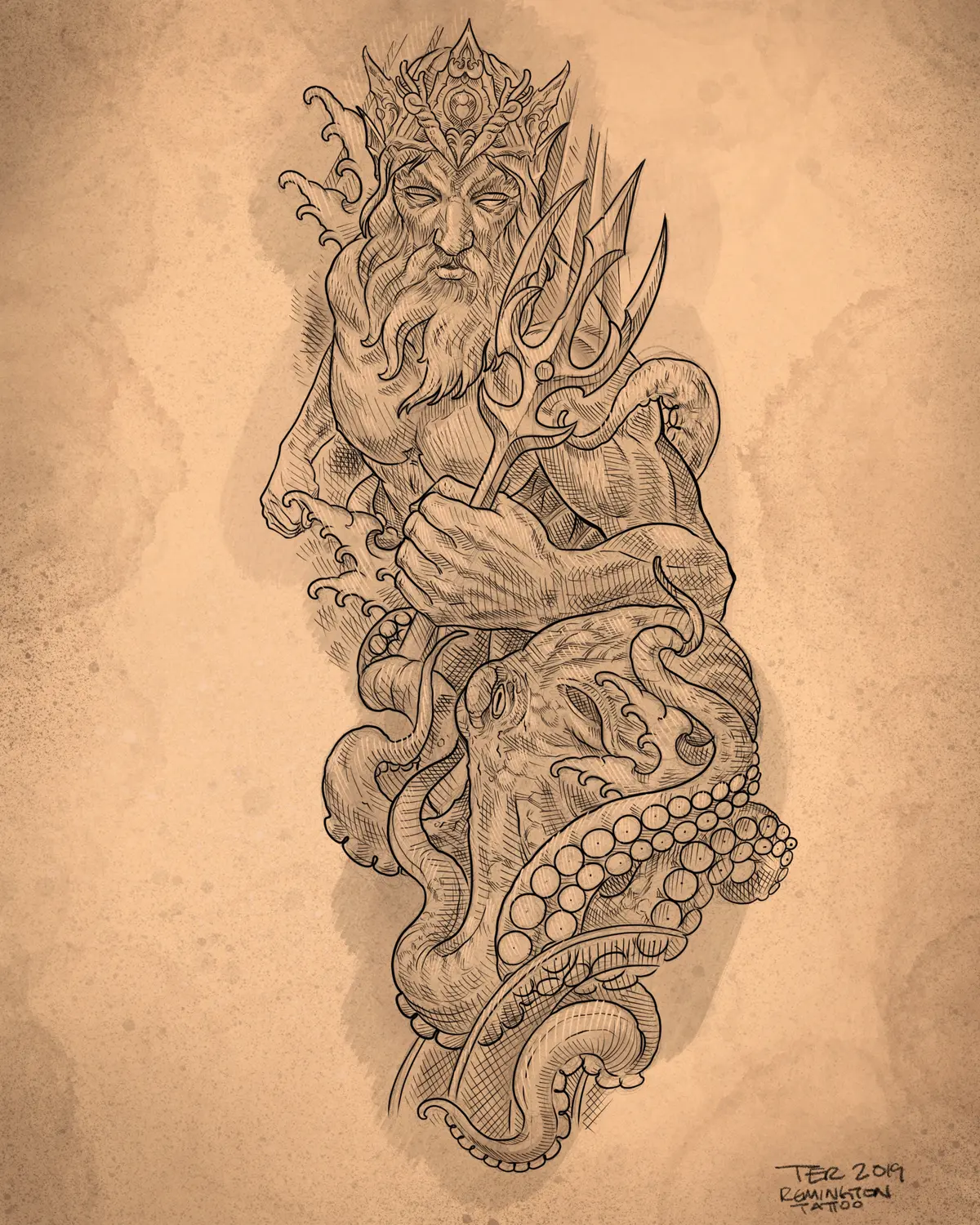 Custom tattoo design sketch 09 from a drawing consultation with Terry Ribera at Remington Tattoo, San Diego