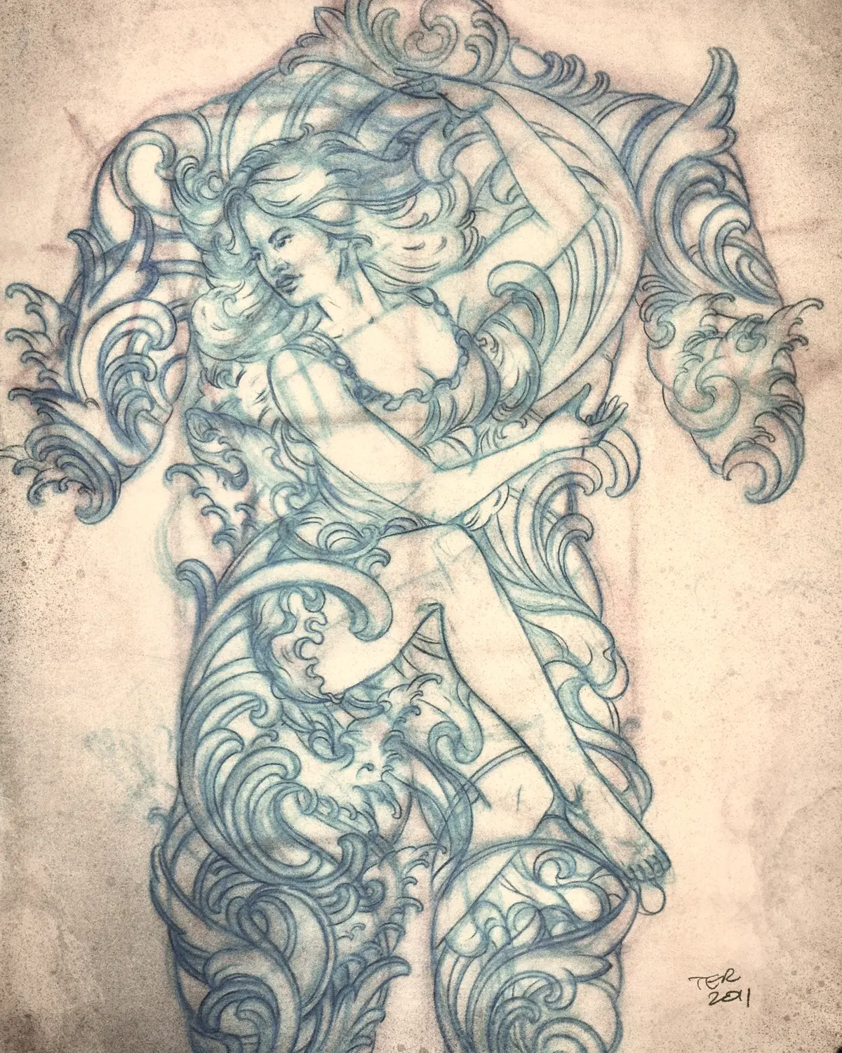 Custom tattoo design sketch 22 from a drawing consultation with Terry Ribera at Remington Tattoo, San Diego