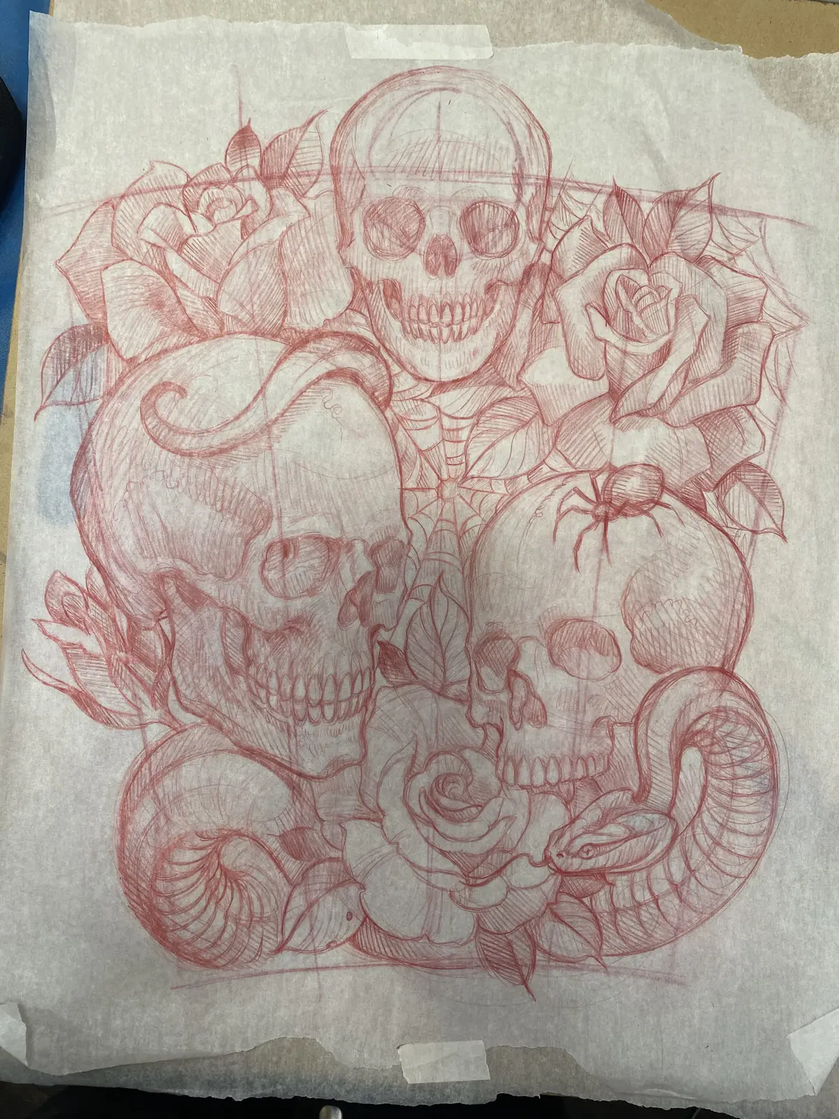 Custom tattoo design sketch 34 from a drawing consultation with Terry Ribera at Remington Tattoo, San Diego