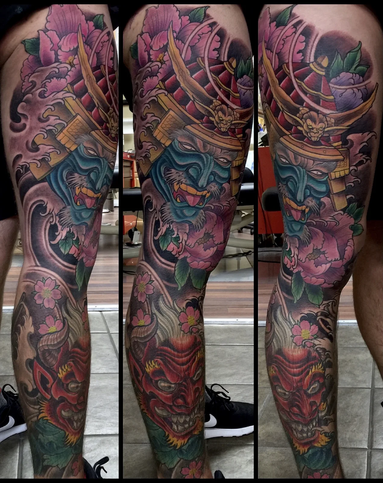 Color Neo Japanese leg sleeve, multiple views by Terry Ribera, San Diego