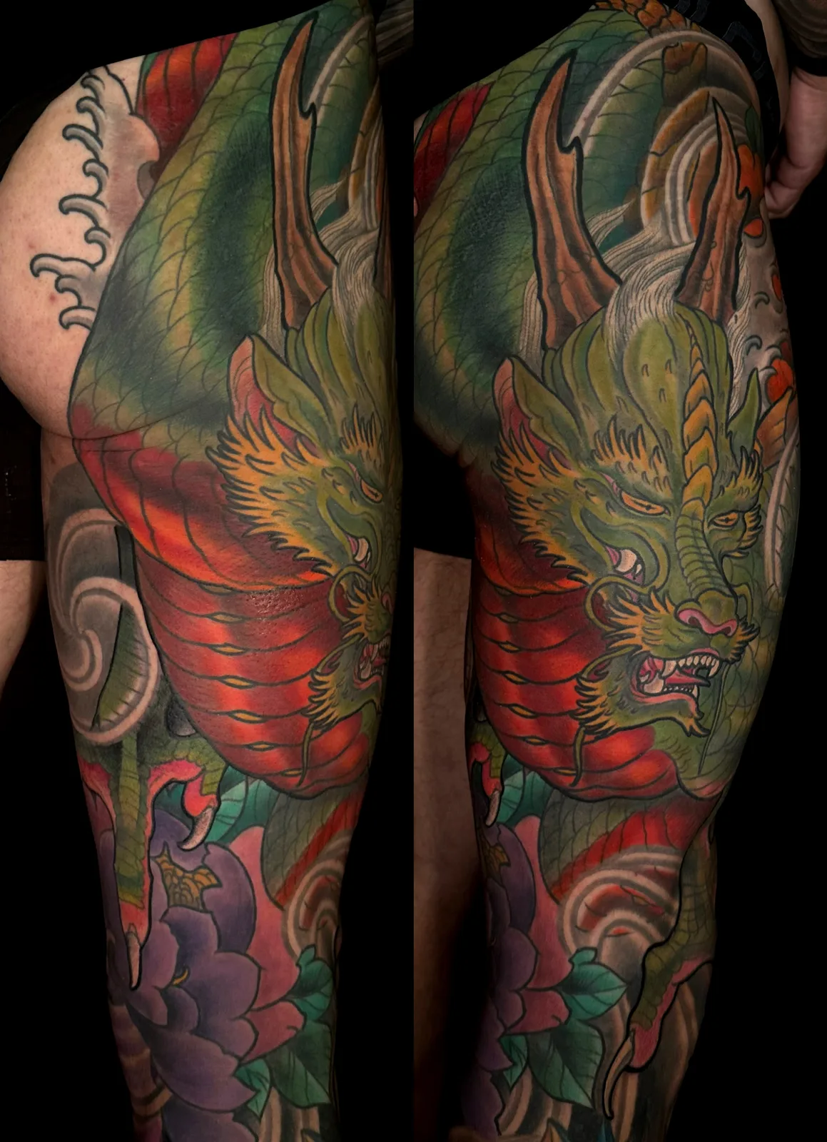 Color Neo Japanese red back and sleeve work by Terry Ribera, San Diego