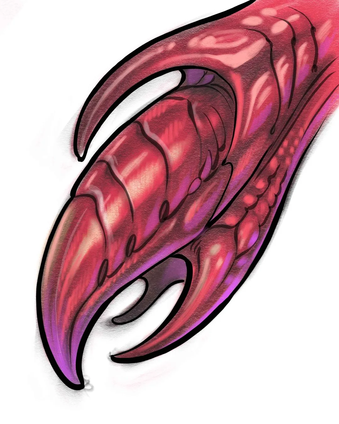 Bio-organic alien red claw digital drawing by Terry Ribera