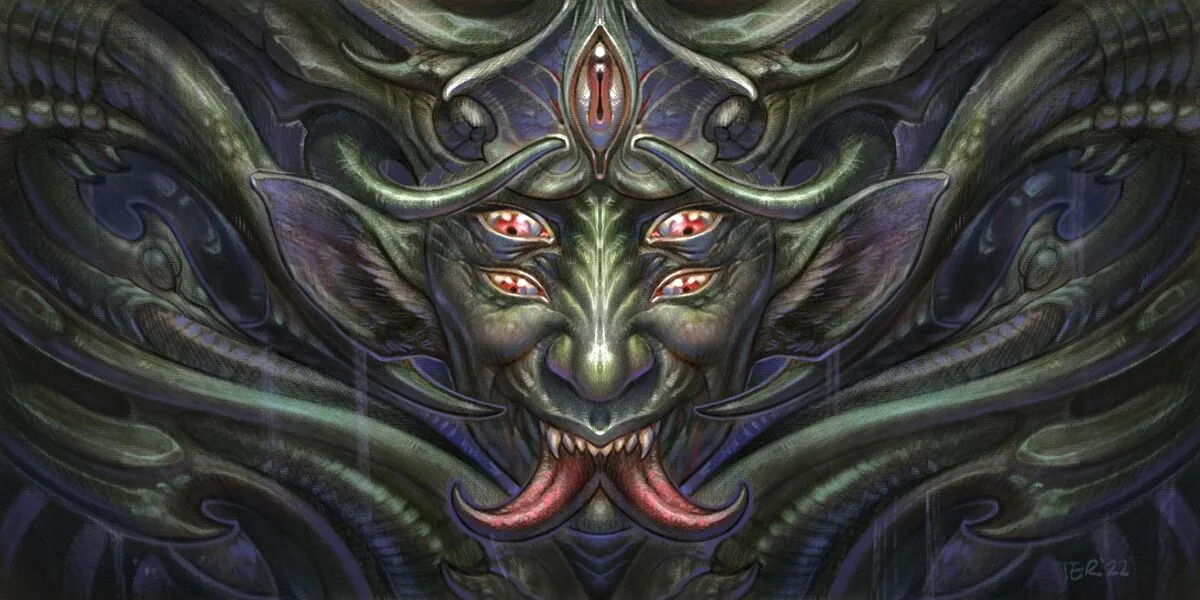 Bio-organic demon creature digital art by Terry Ribera
