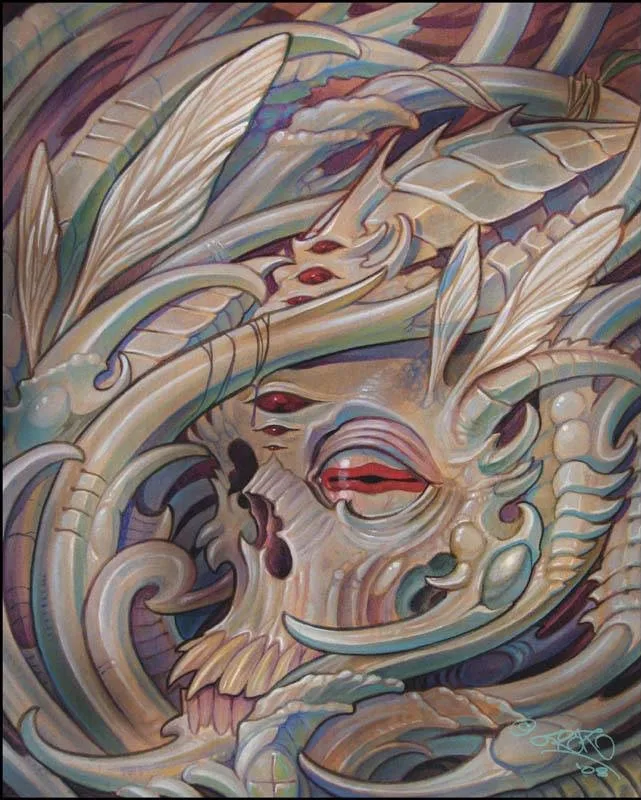 Full-color biomechanical and bio-organic sleeve tattoo by Terry Ribera, San Diego