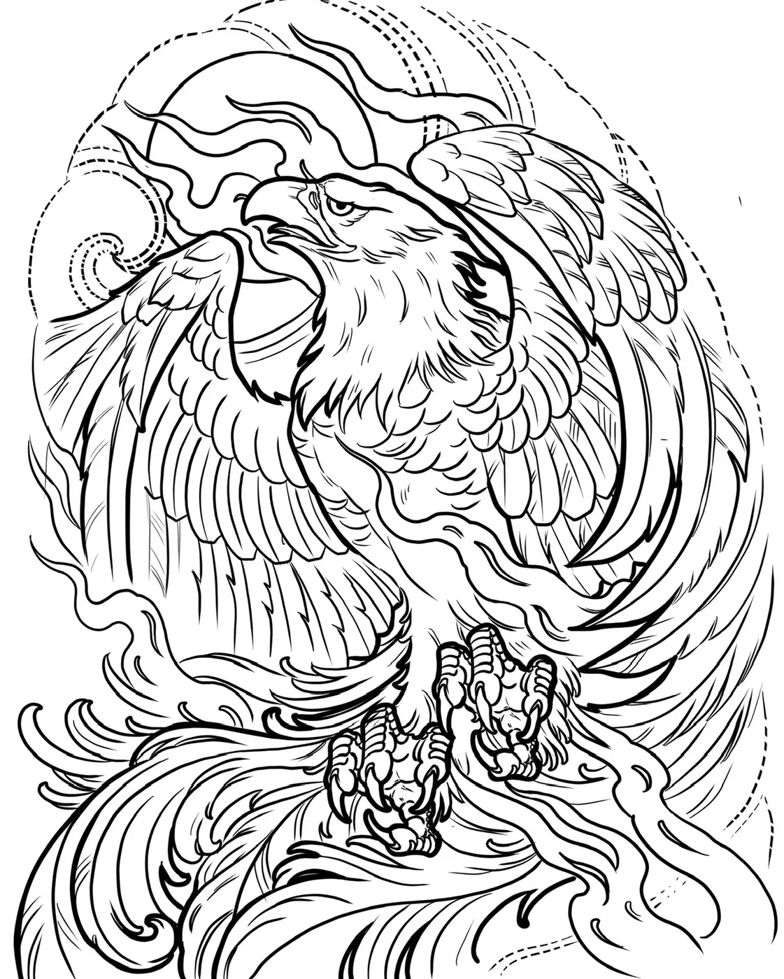 Custom tattoo sketch — Bald eagle American flag pencil — original drawing by Terry Ribera, Remington Tattoo San Diego
