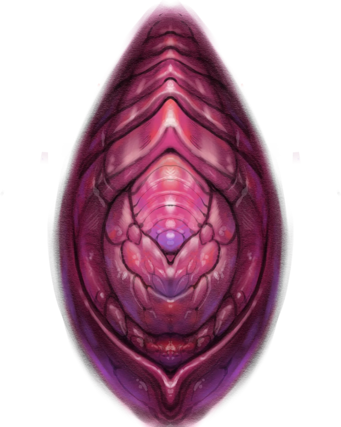 Custom tattoo sketch — Bio-organic symmetric purple form digital study — original drawing by Terry Ribera, Remington Tattoo San Diego