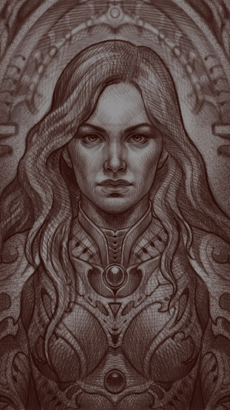 Custom tattoo sketch — Woman portrait ornamental sacred geometry digital — original drawing by Terry Ribera, Remington Tattoo San Diego