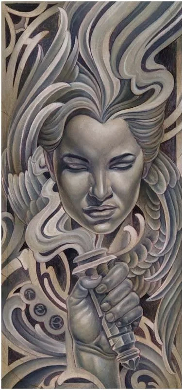 Fine art woman bio-organic oil painting by Terry Ribera, San Diego