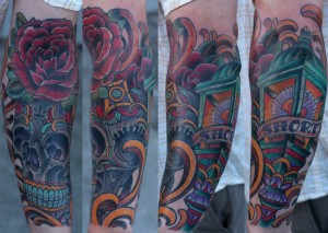 San Diego Tattoo Artist - Terry Ribera with Sugar Skull Lantern
