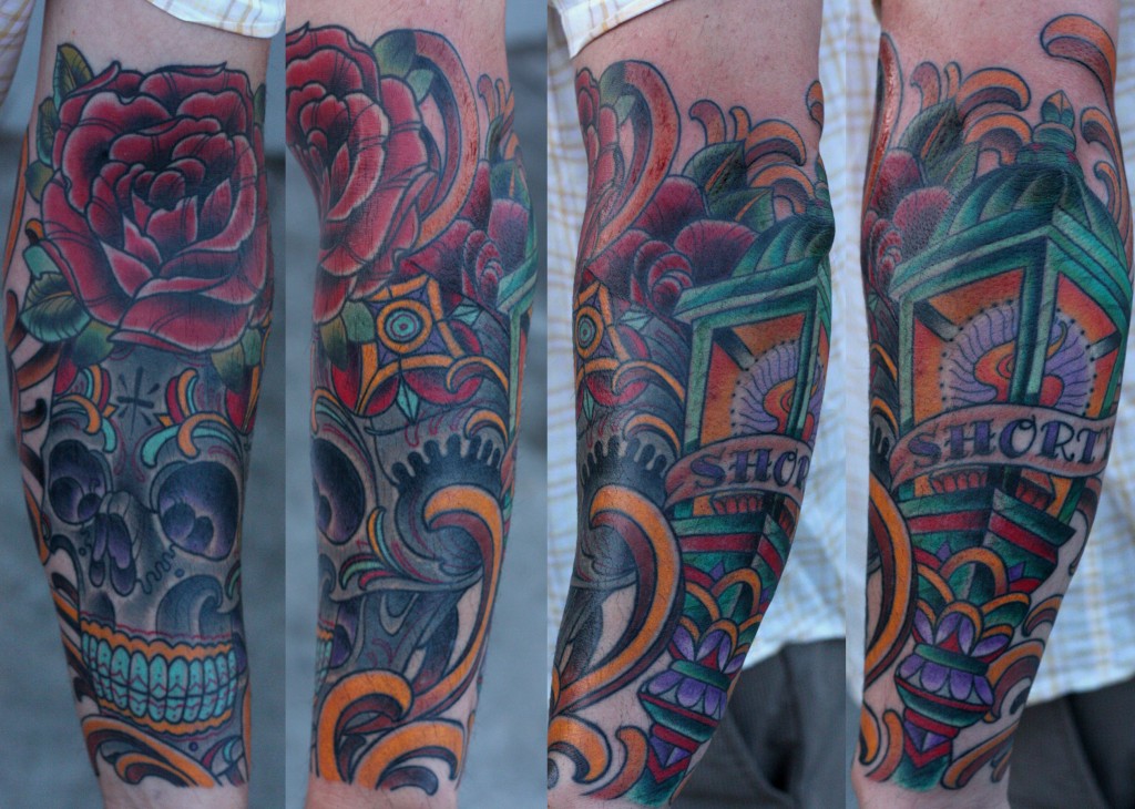 San Diego Tattoo Artist - Terry Ribera with Sugar Skull Lantern Tattoo